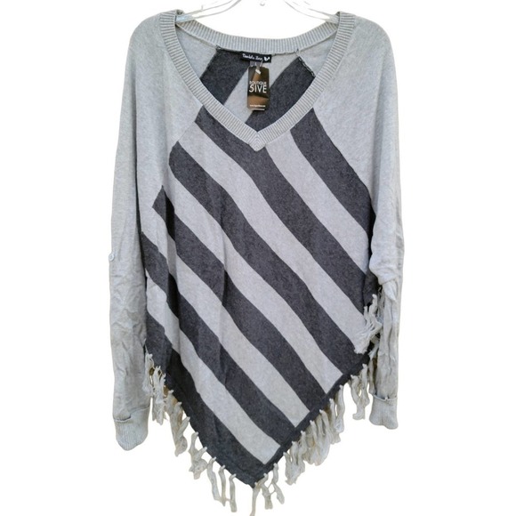 A'GACI Double Zero Women's Gray Striped Shawl Large - Picture 1 of 6